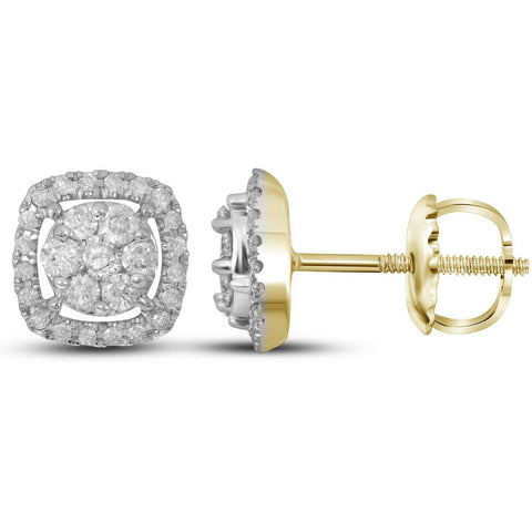 14kt Yellow Gold Womens Round Diamond Cluster Earrings 3/8 Cttw 110571 - shirin-diamonds