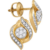 14kt Yellow Gold Womens Round Diamond Flower Cluster Screwback Stud Earrings 1/4 Cttw 110573 - shirin-diamonds