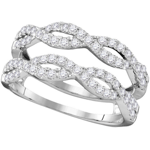 14kt White Gold Womens Round Diamond Ring Guard Wrap Solitaire Enhancer 3/4 Cttw 110609 - shirin-diamonds