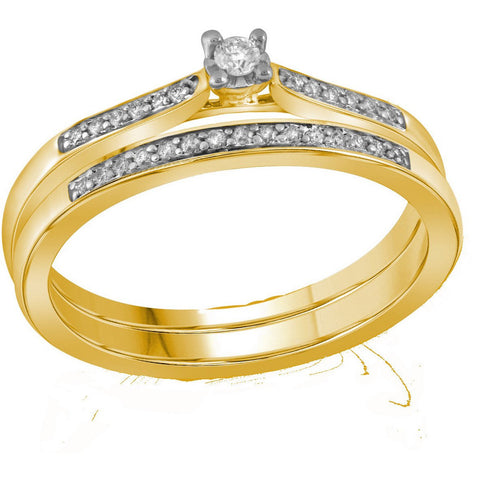 10kt Yellow Gold Womens Round Diamond Bridal Wedding Engagement Ring Band Set 1/8 Cttw 110639 - shirin-diamonds