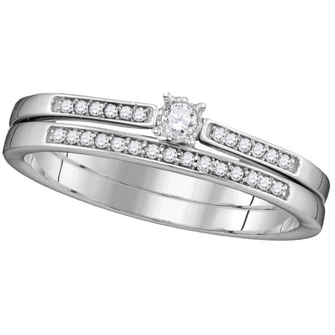 10kt White Gold Womens Round Diamond Bridal Wedding Engagement Ring Band Set 1/8 Cttw 110640 - shirin-diamonds