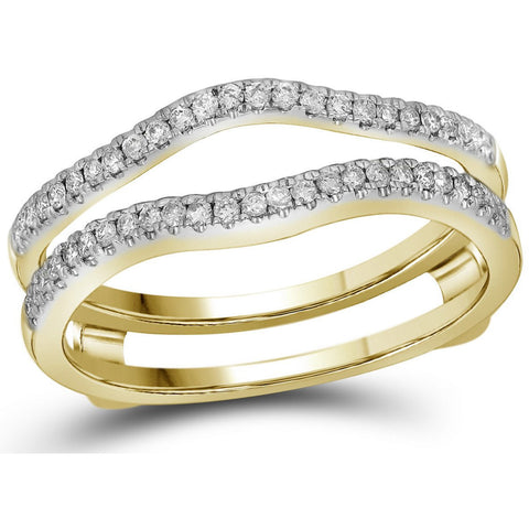14kt Yellow Gold Womens Diamond Ring Guard Wrap Solitaire Band Enhancer 1/4 Cttw 110643 - shirin-diamonds