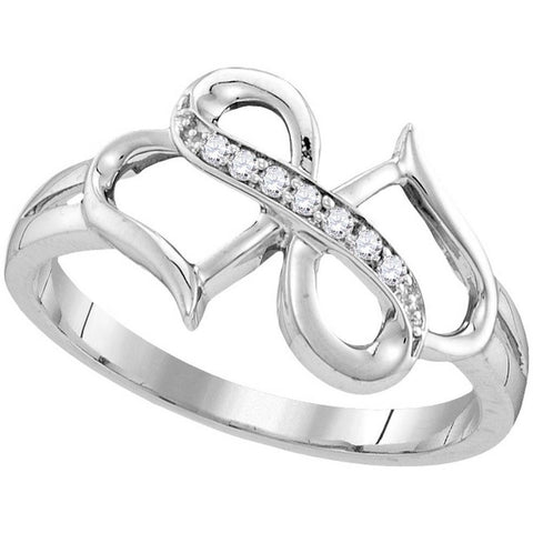 10kt White Gold Womens Round Diamond Double Heart Infinity Ring 1/20 Cttw 110700 - shirin-diamonds