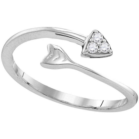 Sterling Silver Womens Round Diamond Bisected Arrow Band Ring 1/20 Cttw 110762 - shirin-diamonds