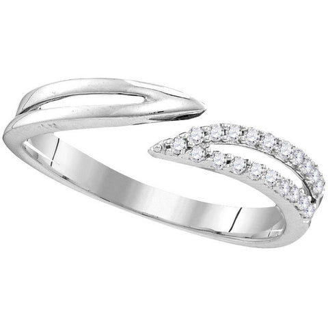 Sterling Silver Womens Round Diamond Bisected Band Ring 1/6 Cttw 110763 - shirin-diamonds