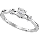 Sterling Silver Womens Round Diamond Heart Love Bridal Wedding Engagement Ring 1/10 Cttw 110770 - shirin-diamonds