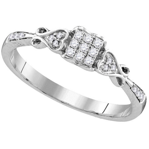 Sterling Silver Womens Princess Diamond Cluster Bridal Wedding Engagement Ring 1/6 Cttw 110773 - shirin-diamonds