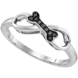 Sterling Silver Womens Round Black Colored Diamond Dog Bone Infinity Ring 1/20 Cttw 110780 - shirin-diamonds