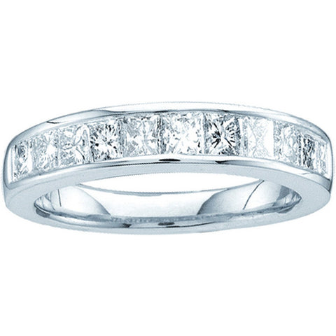 14k White Gold Channel-set Princess Diamond Womens Ladies 3mm Wedding Band 1/2 Cttw 11078 - shirin-diamonds
