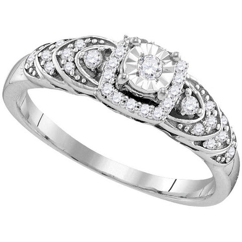 Sterling Silver Womens Round Diamond Heart Love Bridal Wedding Engagement Ring 1/5 Cttw 110856 - shirin-diamonds