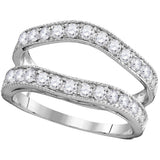 14kt White Gold Womens Round Diamond Ring Guard Wrap Solitaire Enhancer 1.00 Cttw 111254 - shirin-diamonds