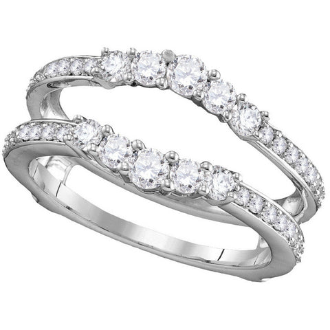 14kt White Gold Womens Round Diamond Ring Guard Wrap Solitaire Enhancer 3/4 Cttw 111256 - shirin-diamonds