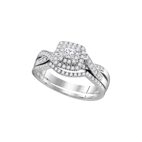 14kt White Gold Womens Diamond EGL Princess Bridal Wedding Engagement Ring Band Set 1/2 Cttw 111723 - shirin-diamonds