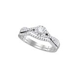 14kt White Gold Womens Diamond Round Bridal Wedding Engagement Ring Band Set 1/2 Cttw 111736 - shirin-diamonds