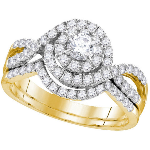 14kt Yellow Gold Womens Round Diamond Swirl Bridal Wedding Engagement Ring Band Set 1.00 Cttw (Certified) 111759 - shirin-diamonds