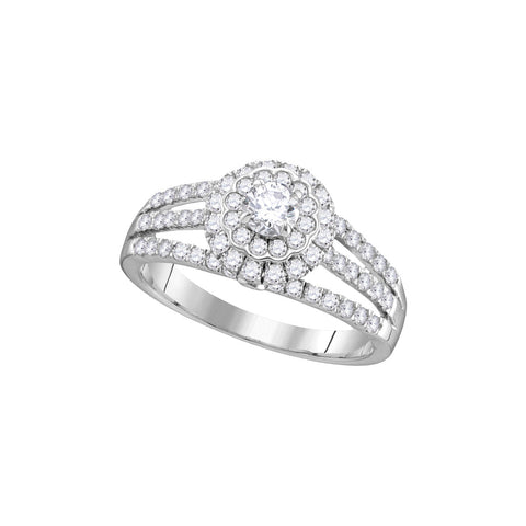 14kt White Gold Womens Round Diamond Solitaire Halo Bridal Wedding Engagement Ring 1.00 Cttw (Certified) 111769 - shirin-diamonds