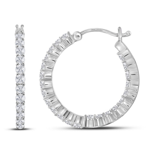 10kt White Gold Womens Round Diamond Hoop Earrings 1-3/8 Cttw 111882 - shirin-diamonds