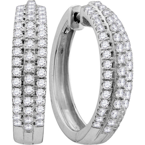 10kt White Gold Womens Round Diamond Huggie Earrings 1.00 Cttw 111884 - shirin-diamonds