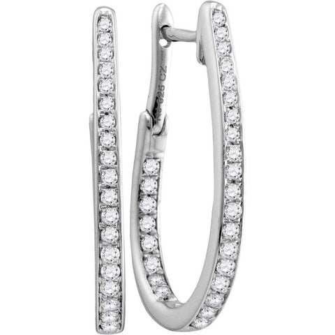 10kt White Gold Womens Round Diamond Inside-Outside Hoop Earrings 1/2 Cttw 111885 - shirin-diamonds