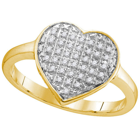 10kt Yellow Gold Womens Round Diamond Heart Love Ring 1/10 Cttw 111919 - shirin-diamonds