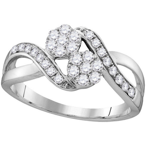 14kt White Gold Womens Round Diamond 2-stone Bridal Wedding Engagement Ring 1/2 Cttw 111958 - shirin-diamonds