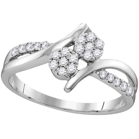 14kt White Gold Womens Round Diamond 2-stone Bridal Wedding Engagement Ring 1/3 Cttw 111961 - shirin-diamonds