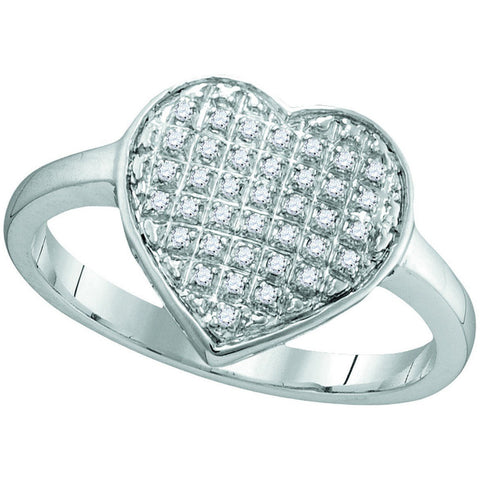 10kt White Gold Womens Round Diamond Heart Cluster Ring 1/4 Cttw 111995 - shirin-diamonds