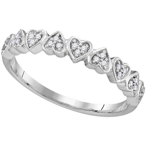 10kt White Gold Womens Round Diamond Heart Love Ring 1/10 Cttw 112095 - shirin-diamonds