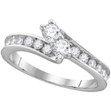 14kt White Gold Womens Round Diamond 2-stone EGL Certified Bridal Wedding Engagement Ring 1.00 Cttw 112649 - shirin-diamonds