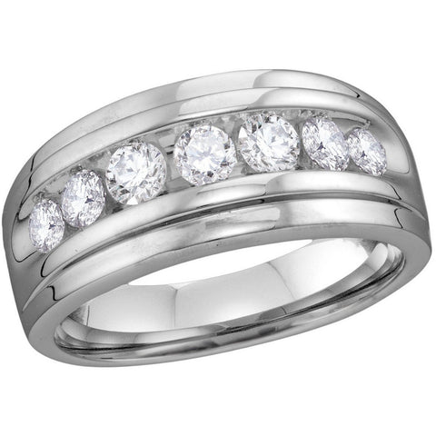 10kt White Gold Mens Round Diamond Band Wedding Anniversary Ring 1/2 Cttw 112806 - shirin-diamonds