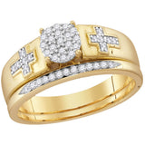 10kt Yellow Gold Womens Diamond Cluster Cross Bridal Wedding Engagement Ring Band Set 1/4 Cttw 112989 - shirin-diamonds