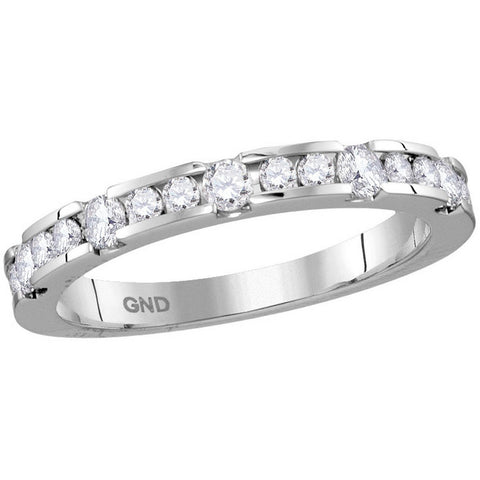 14kt White Gold Womens Round Diamond Band Wedding Anniversary Ring 1/2 Cttw 113092 - shirin-diamonds