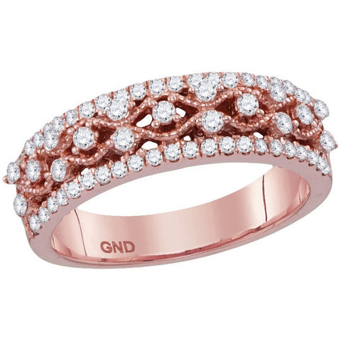 10kt Rose Gold Womens Round Diamond Roped Woven Band Ring 1/2 Cttw 113099 - shirin-diamonds