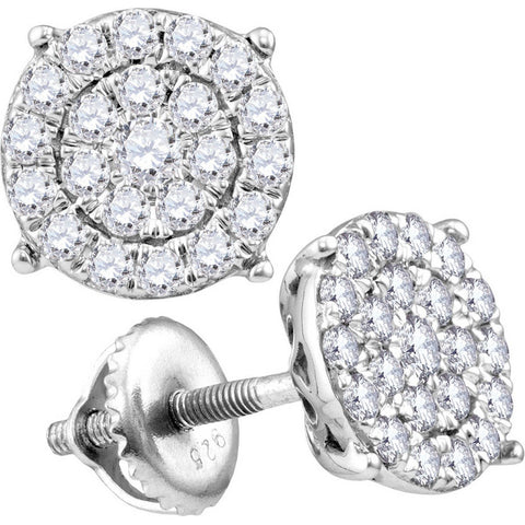 10kt White Gold Womens Round Diamond Cindy's Dream Cluster Earrings 3/4 Cttw 113153 - shirin-diamonds