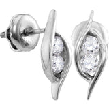 14kt White Gold Womens Round Diamond 2-stone Hearts Together Screwback Stud Earrings 1/4 Cttw 113245 - shirin-diamonds