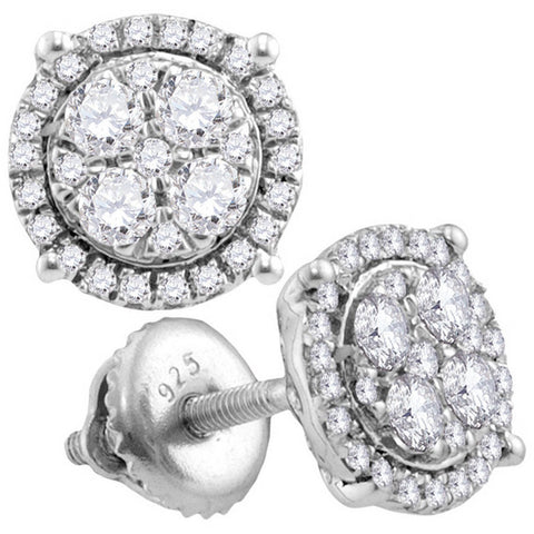 10kt White Gold Womens Round Diamond Cindy's Dream Cluster Earrings 1/2 Cttw 113316 - shirin-diamonds