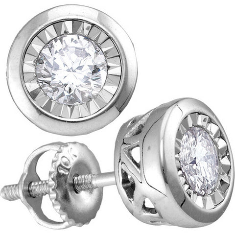 10kt White Gold Womens Round Diamond Illusion Stud Earrings 1/4 Cttw 113545 - shirin-diamonds