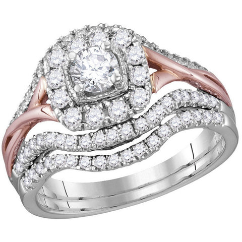 14kt White Gold Womens Round Diamond Bridal Wedding Engagement Ring Band Set 1.00 Cttw 113597 - shirin-diamonds