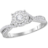 14k White Gold Womens Round Diamond Halo Bridal Wedding Engagement Anniversary Ring 1/3 Cttw 113619 - shirin-diamonds
