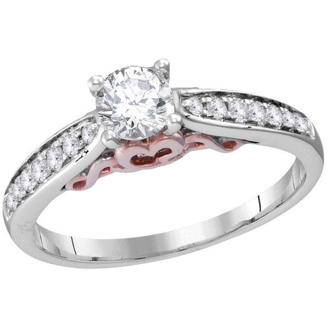 14kt White Gold Womens Round Diamond Solitaire Bridal Wedding Engagement Ring 5/8 Cttw 113630 - shirin-diamonds