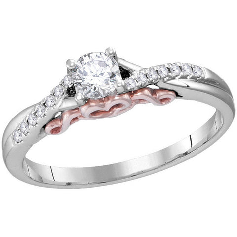 14kt White Rose-tone Gold Womens Round EGL Diamond Round Bridal Wedding Engagement Ring 1/3 Cttw 113632 - shirin-diamonds