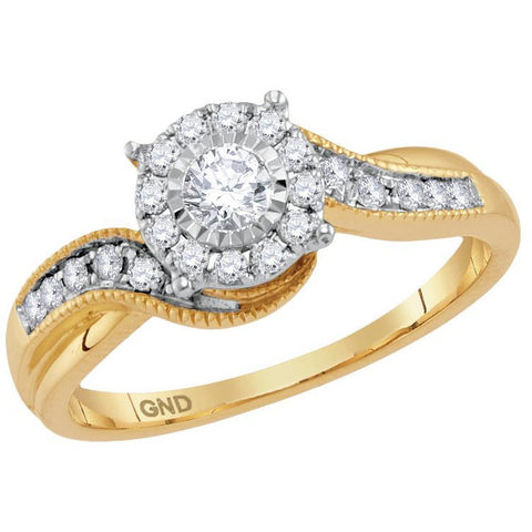 14kt Yellow Gold Womens Round Diamond Cluster Bridal Wedding Engagement Ring 1/3 Cttw 113672 - shirin-diamonds