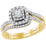 14kt Yellow Gold Womens Princess Diamond Bridal Wedding Engagement Ring Band Set 1/2 Cttw 113699 - shirin-diamonds