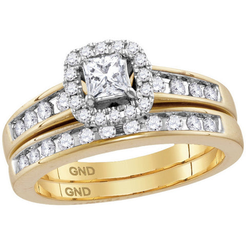 14kt Yellow Gold Womens Diamond Princess EGL Bridal Wedding Engagement Ring Band Set 3/4 Cttw 113736 - shirin-diamonds