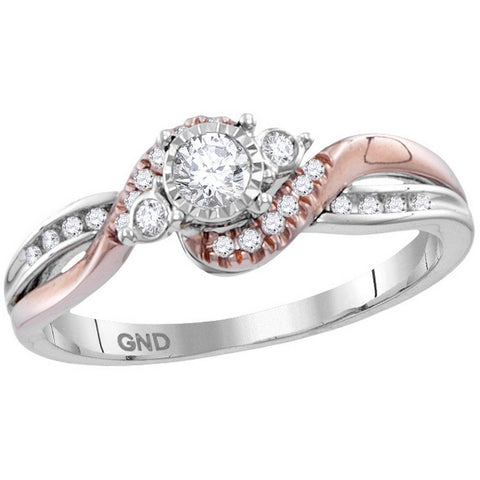 14kt White Rose-tone Gold Womens Round Diamond Solitaire Bridal Wedding Engagement Ring 1/4 Cttw 113766 - shirin-diamonds