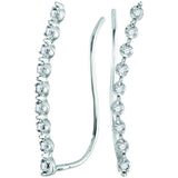 10kt White Gold Womens Round Diamond Climber Earrings 1/20 Cttw 114055 - shirin-diamonds