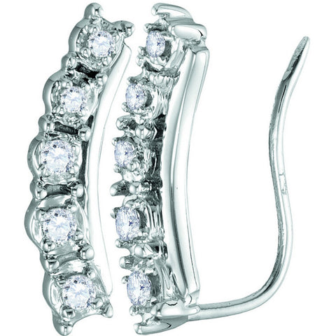 10kt White Gold Womens Round Diamond Journey Climber Earrings 1/6 Cttw 114057 - shirin-diamonds