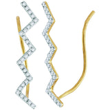 10kt Yellow Gold Womens Round Diamond Zig Zag Climber Earrings 1/6 Cttw 114060 - shirin-diamonds