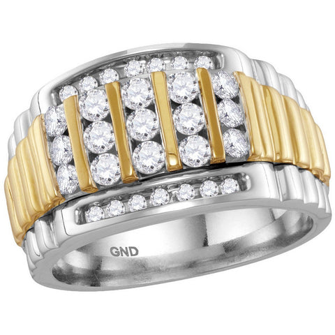 14kt Two-tone White Gold Mens Round Diamond Cluster Ring 1.00 Cttw 114154 - shirin-diamonds
