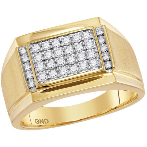 14kt Yellow Gold Mens Round Diamond Square Cluster Ring 3/8 Cttw 114160 - shirin-diamonds